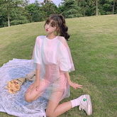 Camisa transparente de malla con degradado de color